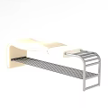Modern Shoe Bench With Padded Seat Metal Frame And Shoe Storage Shelf