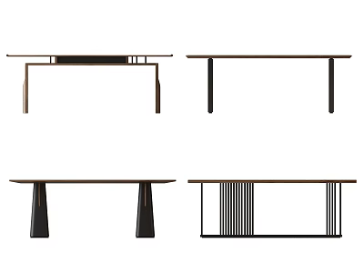 Four Modern Desk Designs With Different Leg Structures And Minimalist Styles 3d model