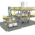 Industrial Equipment Structure With Tanks Platforms Railings Stairs And Piping Systems