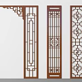 Elegant Traditional Chinese Wooden Room Dividers With Intricate Geometric Patterns