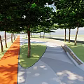 Park Landscape Design Featuring Road Layout Green Spaces Pathways and Circular Plazas 3d model