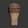 Handwoven Storage Basket With Colorful Stripes Domed Lid Wooden Base And Carry Handle
