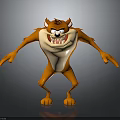 Cartoon Tiger Character 3D Model Featuring Fierce Expression Orange Body And Open Arms