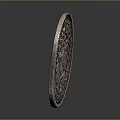 Detailed Historical Portrait Sculpture Carving On Ancient Metal Coin With Armor And Inscriptions