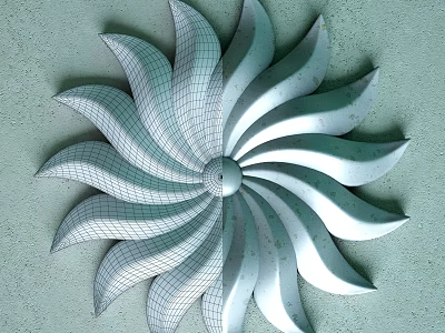 Decorative Modern Spiral Wall Decor With Metallic Radiating Petals And Grid Texture 3d model