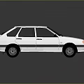 White Hatchback Car Rear View With Red Rear Lights And Shiny Body Design