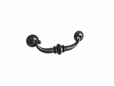 Black Classic Metal Cabinet Handle With Curved Design And Round Bases 3d model