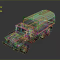 Military Tank Transport Truck Featuring Green Canvas Cover And Multi Wheels