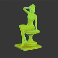 Female Character In Blue Bikini With White Hat And Small Animal On Pink Stool