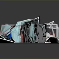 Abstract 3D Art Installation With Geometric Shapes Transparent Panels And Human Figures