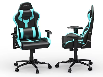 Ergonomic Office Chair with Black and Turquoise Design Adjustable Armrests and Wheels 3d model