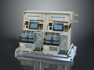 Dual Unit Laboratory Equipment With Digital Screens Control Panels And Clear Containers 3d model