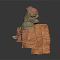 Layered Rock Formation With Orange And Gray Textures And Small Stones
