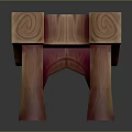 Wooden Public Bench with Natural Wood Grain Warm Tone and Sturdy Design