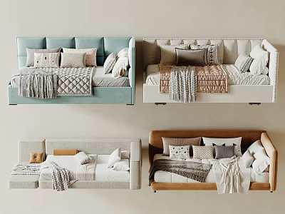 Stylish Baby Cribs With Pillows And Throws In Various Styles 3d model