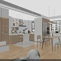 Bright Modern Open Concept Living And Dining Room With Wood Tone Decor And Connected Kitchen