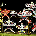 Traditional Kites Display Photo Spot With Colorful Bird And Fish Shapes Bamboo Frame