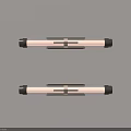 Modern Wall Lights With White Tube Black Ends And Brown Accent Band