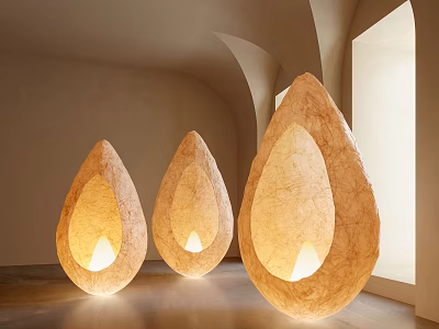 Textured Abstract Unique Shaped Floor Lamps with Warm Lighting for Modern Interior Spaces 3d model