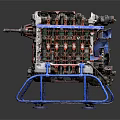 Industrial Mechanical Equipment Featuring Multiple Cylinders Blue Metal Stand And Complex Structure