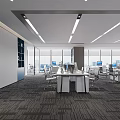 Modern Public Office Space Interior With Open Layout Office Desks Computers And Large Windows