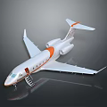 Modern White and Orange Jet with Open Staircase and Sleek Reflective Exterior