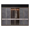 Modern Wardrobe Design With Glass Doors Metal Frames And Hanging Clothes Interior