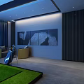 Modern Indoor Fitness Space With Green Training Area And Rest Bench