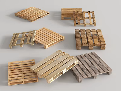 Various Wooden Pallets With Different Wood Styles And Natural Structures 3d model