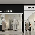 Modern MDEI Clothing Store Interior Featuring Mannequins Clothing Racks And Window Displays