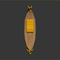 Decorative Wooden Boat Model With Yellow Canopy And Carved Animal Heads