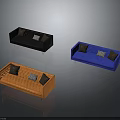 Modern Colorful Sofas In Black Blue Orange With Decorative Pillows And Metal Legs
