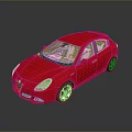 Modern Red Hatchback Car with Shiny Body Black Wheels and Reflection on Floor