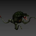 Mythical Reptilian Game Movie Character With Sharp Teeth Multiple Legs And Spiked Back