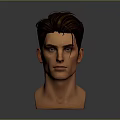 Realistic Man 3D Head Model with Brown Hair and Detailed Facial Features