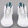 ASICS White High Top Basketball Shoes With Blue Accent And Comfortable Design
