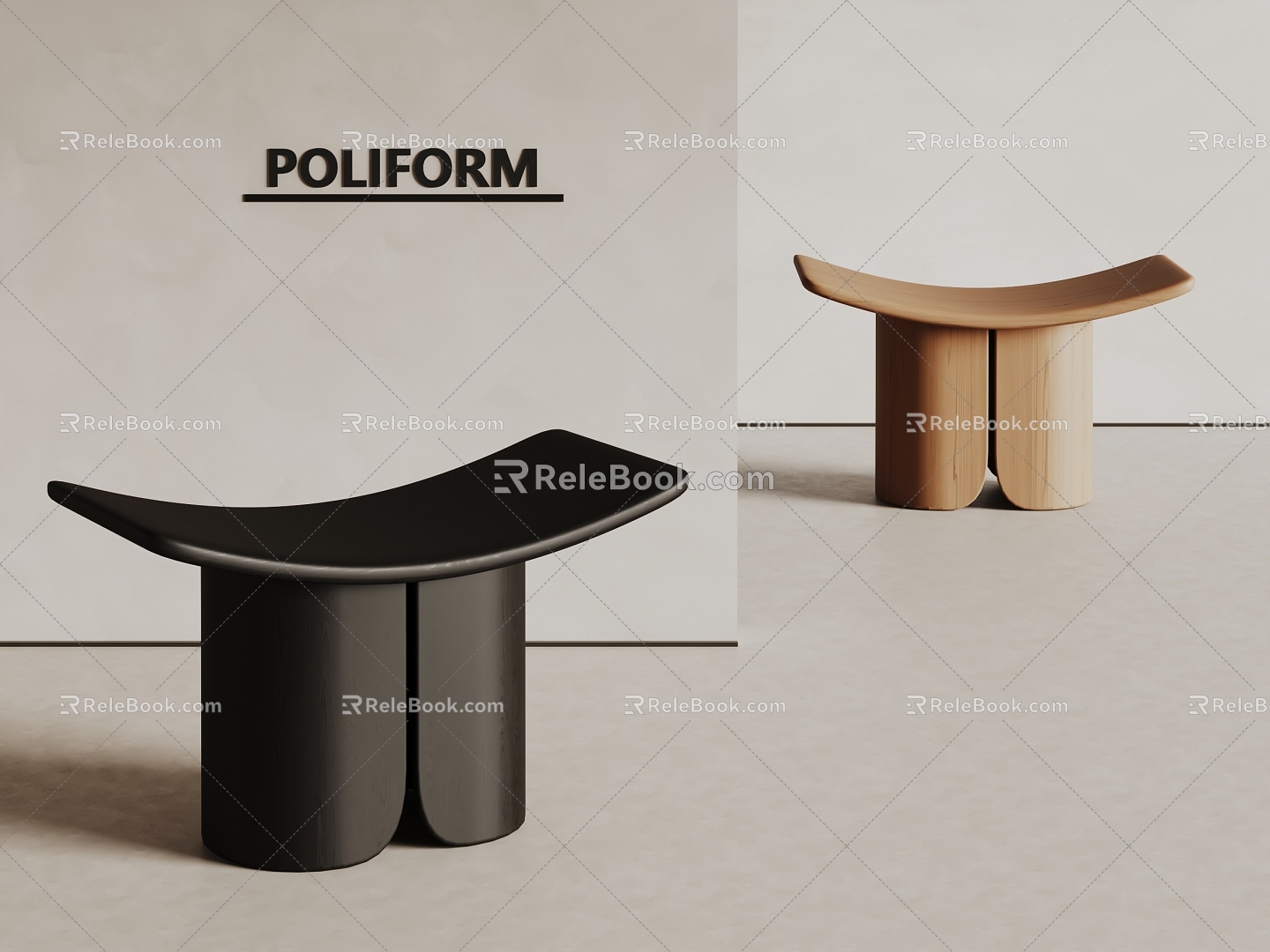 poliform Style Stool Solid Wood Stool Low Stool Catering Stool 3d model