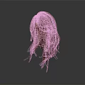 Realistic 3D Human Head Model With Long Brown Wavy Hair Texture And Details