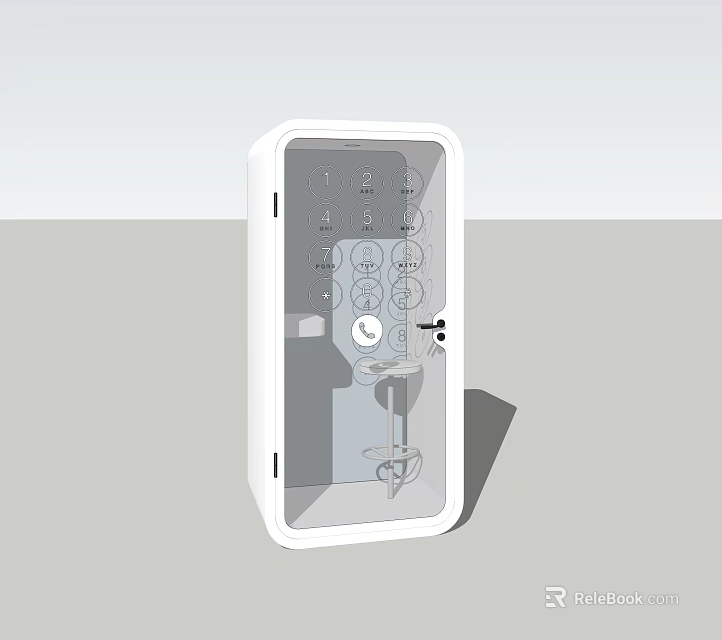 Public Facility Information Kiosk With Transparent Enclosure And Digital Buttons 3d model 