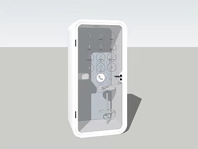 Public Facility Information Kiosk With Transparent Enclosure And Digital Buttons 3d model