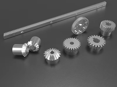 Precision Hardware Tools Set Including Various Metal Gears And Linear Rack 3d model