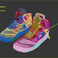 White High Top Jordan Sneakers With Yellow Red Accents And Decorative Details