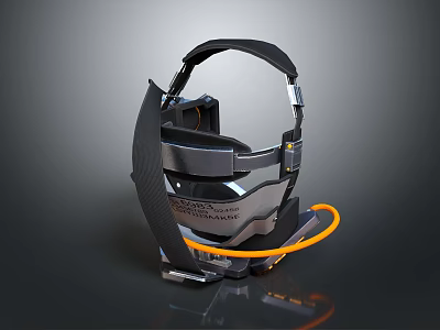 Futuristic VR Headset With Ergonomic Adjustable Strap And Orange Accent Details 3d model