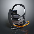 Futuristic VR Headset With Ergonomic Adjustable Strap And Orange Accent Details 3d model