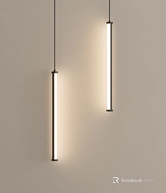 Modern Pendant Lights with Elongated Sleek Design White Light Illumination in Minimalist Interior Setting 3d model 