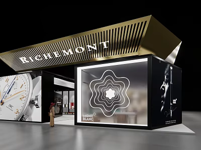 RICH MONT Exhibition Booth With Watch Displays Geometric Patterns And Display Cabinets 3d model