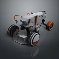 Lunar Exploration Rover Featuring Large Wheels And Orange White Mechanical Structure