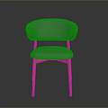 Modern Curved Back Chair With Gray Fabric Padded Seat And Wooden Legs