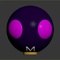 Purple Pink Ball Featuring White Letter M Red Button And White Base 3d model
