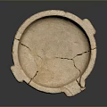 Ancient Artisan Carved Ceramic Vessel Sculpture With Handles And Cracked Texture